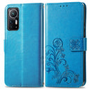For Xiaomi 12 Four-leaf Clasp Embossed Leather Phone Case(Blue)