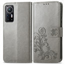 For Xiaomi 12 Four-leaf Clasp Embossed Leather Phone Case(Grey)