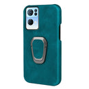 Ring Holder PU Phone Case For OPPO Reno7 Pro 5G(Cyan)