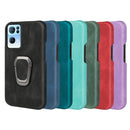Ring Holder PU Phone Case For OPPO Reno7 Pro 5G(Cyan)
