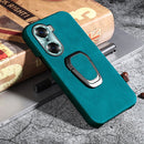 For Honor 60 Ring Holder PU Phone Case(Cyan)