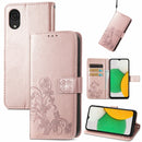 For Samsung Galaxy A03 Core Four-leaf Clasp Embossed Leather Phone Case(Rose Gold)