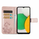 For Samsung Galaxy A03 Core Four-leaf Clasp Embossed Leather Phone Case(Rose Gold)