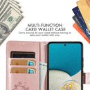 For Samsung Galaxy A03 Core Four-leaf Clasp Embossed Leather Phone Case(Rose Gold)