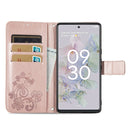 For Google Pixel 6a Four-leaf Clasp Embossed Buckle Leather Phone Case(Rose Gold)