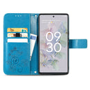 For Google Pixel 6a Four-leaf Clasp Embossed Buckle Leather Phone Case(Blue)
