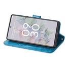 For Google Pixel 6a Four-leaf Clasp Embossed Buckle Leather Phone Case(Blue)
