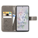 For Google Pixel 6a Four-leaf Clasp Embossed Buckle Leather Phone Case(Gray)