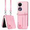 For Huawei P50 Pocket Diagonal Embossed Card Folding Phone Case(Pink)
