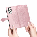 For Samsung Galaxy A53 5G Mandala Flower Embossed Flip Leather Phone Case(Rose Gold)