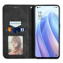 For OPPO Reno7 5G Retro Skin Feel Magnetic Flip Leather Case(Black)