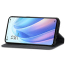 For OPPO Reno7 5G Retro Skin Feel Magnetic Flip Leather Case(Black)