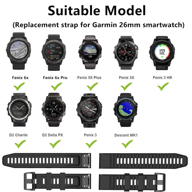 For Garmin Fenix 6X 26mm Silicone Watch Band(Light blue)