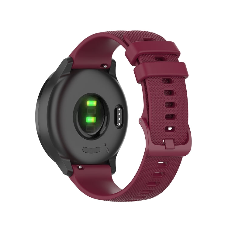 For Huawei Watch GT 2 46mm 22mm Checkered Silicone Watch Band(Wine Red)