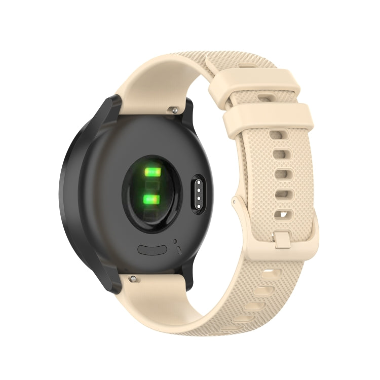 For Huawei Watch GT 2 46mm 22mm Checkered Silicone Watch Band(Beige)