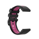 For Garmin Fenix 7S 20mm Two-color Silicone Jack Watch Band(Black Magenta)