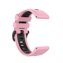 For Garmin Fenix 7S 20mm Two-color Silicone Jack Watch Band(Pink Black)