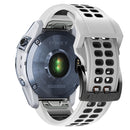 For Garmin Fenix 7X 26mm Two-Color Two-Hole Silicone Quick Release Watch Band(White Black)