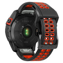 For Garmin Fenix 7X 26mm Two-Color Two-Hole Silicone Quick Release Watch Band(Black Red)