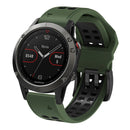 For Garmin Fenix 7X 26mm Two-Color Two-Hole Silicone Quick Release Watch Band(Army Green Black)