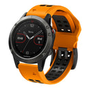 For Garmin Fenix 7X 26mm Two-Color Two-Hole Silicone Quick Release Watch Band(Orange Black)