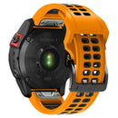 For Garmin Fenix 7X 26mm Two-Color Two-Hole Silicone Quick Release Watch Band(Orange Black)