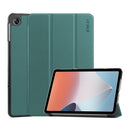 For OPPO Pad Air ENKAY Tri-fold Custer Texture Leather Smart Tablet Case(Dark Green)