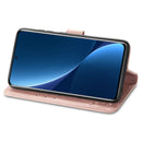 For Xiaomi 12 Pro Four-leaf Clasp Embossed Buckle Leather Phone Case(Rose Gold)