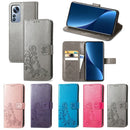 For Xiaomi 12 Pro Four-leaf Clasp Embossed Buckle Leather Phone Case(Magenta)