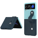 For Samsung Galaxy Z Flip3 5G Skin Contrast Wristband Folding Phone Case(Ice Blue + Dark Blue)
