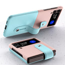 For Samsung Galaxy Z Flip3 5G Skin Contrast Wristband Folding Phone Case(Ice Blue + Dark Blue)