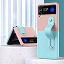 For Samsung Galaxy Z Flip3 5G Skin Contrast Wristband Folding Phone Case(Ice Blue + Dark Blue)