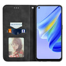 For OPPO A95 4G Retro Skin Feel Magnetic Horizontal Flip Leather Phone Case(Black)
