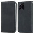 For vivo Y15S Retro Skin Feel Magnetic Horizontal Flip Leather Phone Case(Black)