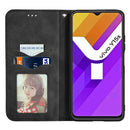 For vivo Y15S Retro Skin Feel Magnetic Horizontal Flip Leather Phone Case(Black)