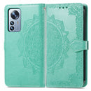 For Xiaomi 12 Pro Mandala Flower Embossed Horizontal Flip Leather Phone Case(Green)