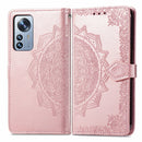 For Xiaomi 12 Pro Mandala Flower Embossed Horizontal Flip Leather Phone Case(Rose Gold)