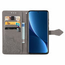 For Xiaomi 12 Pro Mandala Flower Embossed Horizontal Flip Leather Phone Case(Grey)