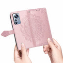 For Xiaomi 12 Pro Mandala Flower Embossed Horizontal Flip Leather Phone Case(Grey)