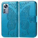 For Xiaomi 12 Pro Butterfly Love Flower Embossed Leather Phone Case(Blue)