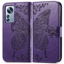 For Xiaomi 12 Pro Butterfly Love Flower Embossed Leather Phone Case(Dark Purple)