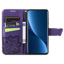 For Xiaomi 12 Pro Butterfly Love Flower Embossed Leather Phone Case(Dark Purple)