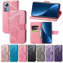 For Xiaomi 12 Pro Butterfly Love Flower Embossed Leather Phone Case(Gray)