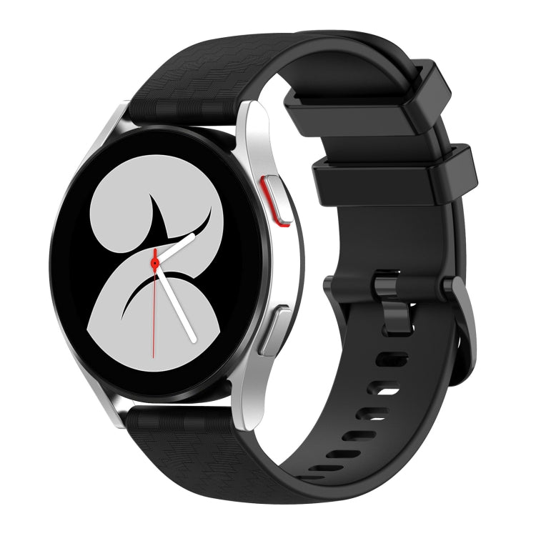 For Huawei Watch 2 20mm Carbon Fiber Striped Silicone Watch Band(Black)