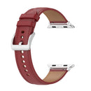 22mm Top Layer Cowhide Sewing Strap For Apple Watch Series 7 45mm / 6&SE&5&4 44mm / 3&2&1 42mm(Red)