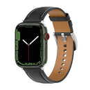 22mm Top Layer Cowhide Sewing Strap For Apple Watch Series 7 41mm / 6&SE&5&4 40mm / 3&2&1 38mm(Black)