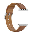 20mm Top Layer Cowhide Sewing Watch Band For Apple Watch Series 7 45mm / 6&SE&5&4 44mm / 3&2&1 42mm(Light Brown)