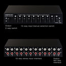 B059 10 In 2 Out / 2 In 10 Out 2-Way RCA Switch Audio Frequency Signal Select Shift Device Loudspeaker Box
