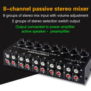 B066 Mini Stereo 8 Channel RCA Non Source Sound Passive Mixer, No Power Supply