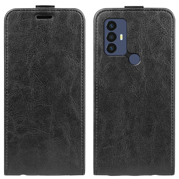For TCL 30 SE/305/306 R64 Texture Single Vertical Flip Leather Phone Case(Black)